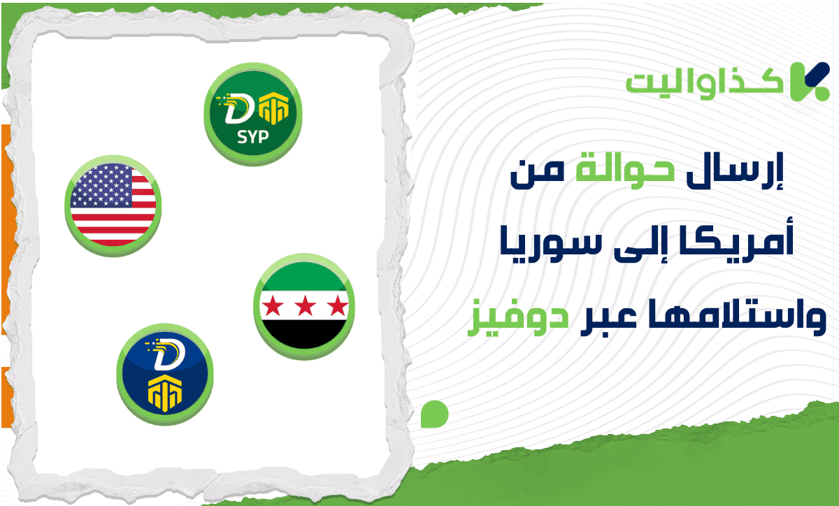 إرسال حوالة من أمريكا إلى سوريا بأسهل طريقة واستلامها عبر دوفيز