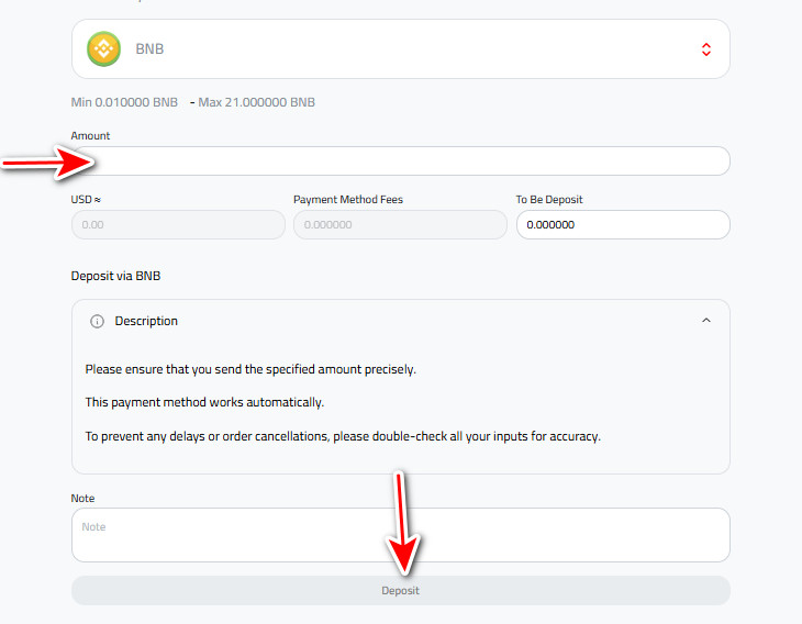 Deposit Bitcoin in Kazawallet