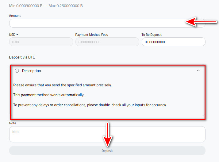 Deposit Bitcoin in Kazawallet