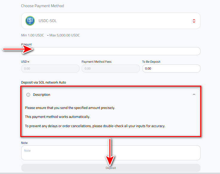 Steps to Deposit USDC via USDC-SOL into Kazawallet
