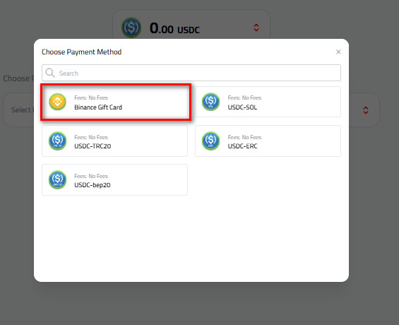 Steps to Deposit USDC via Binance Gift Card into Kazawallet