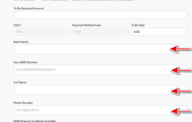 Steps to Withdraw AED via Bank Transfer from Kazawallet