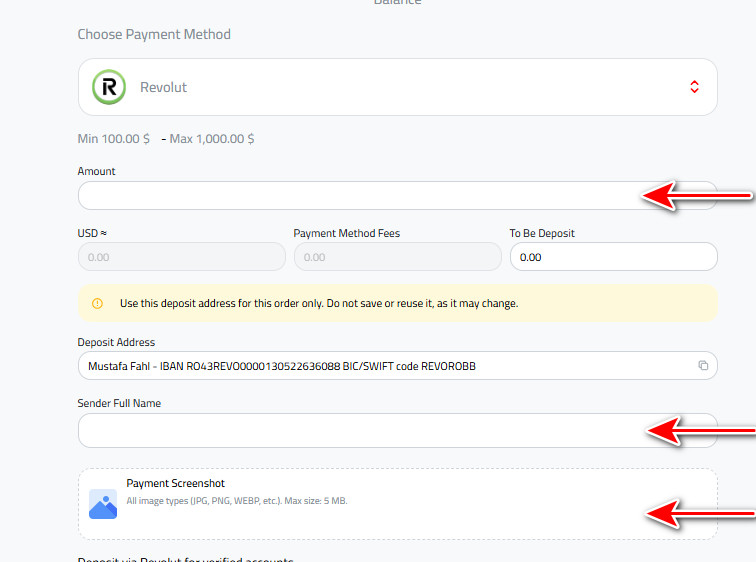 Steps to Deposit USD via Revolut into Kazawallet