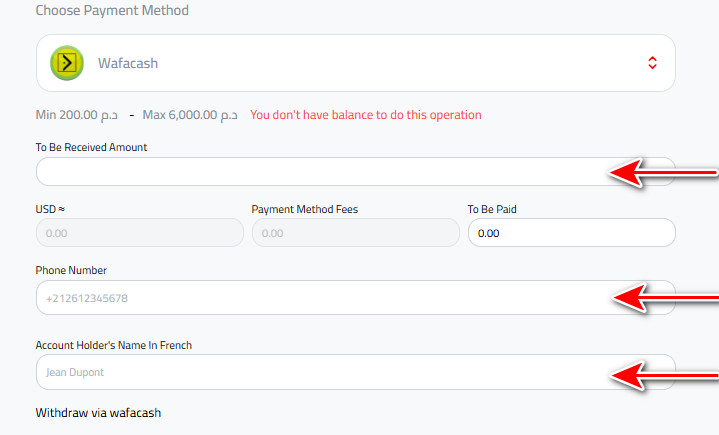 Steps to Withdraw Moroccan Dirham to Wafacash from Kazawallet
