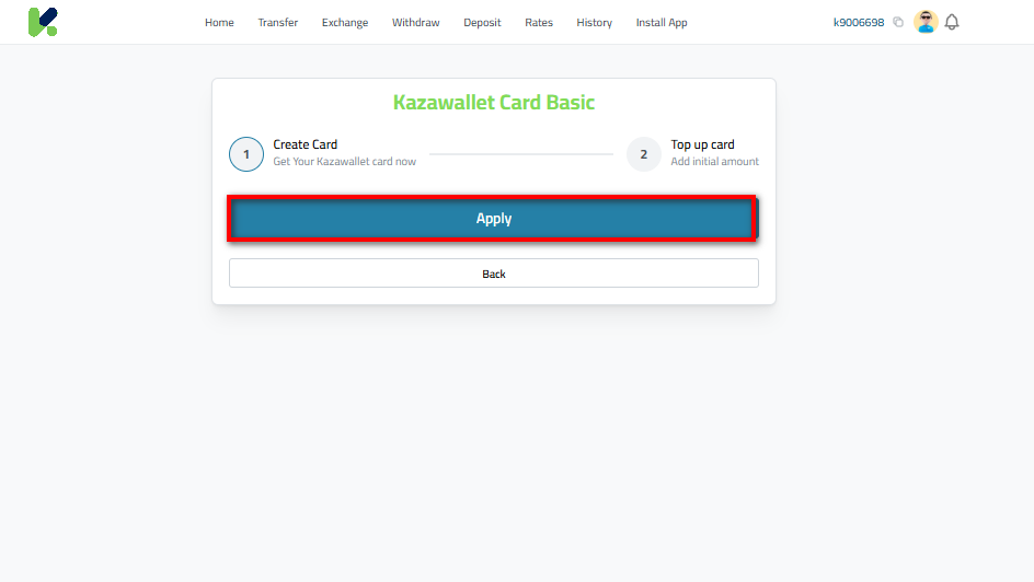 Create Kazawallet Virtual Card