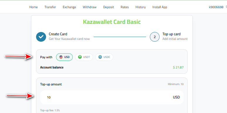 Top Up Kazawallet Virtual Card