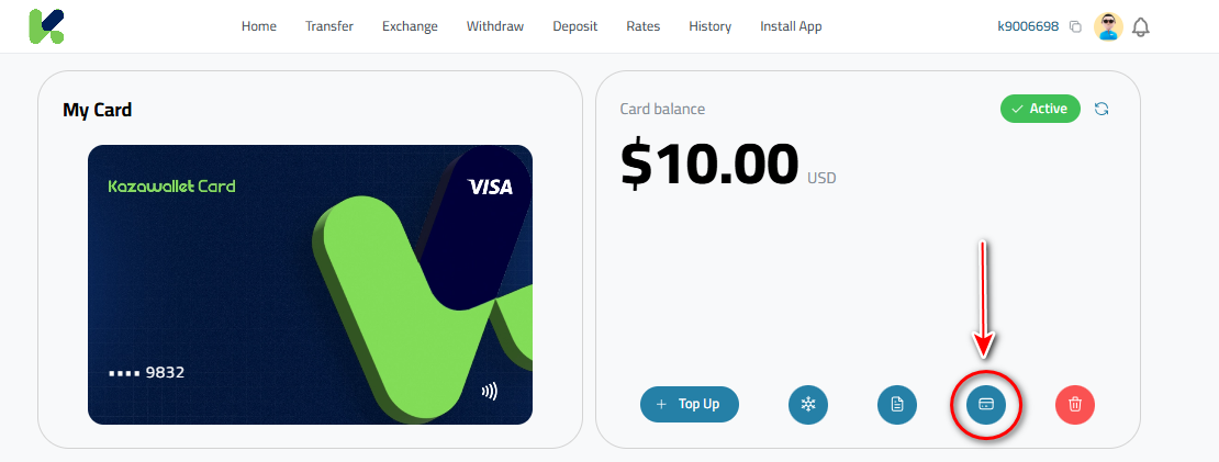How to View Kazawallet Card Details