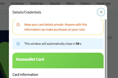 How to View Kazawallet Card Details