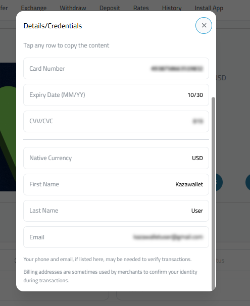 How to View Kazawallet Card Details