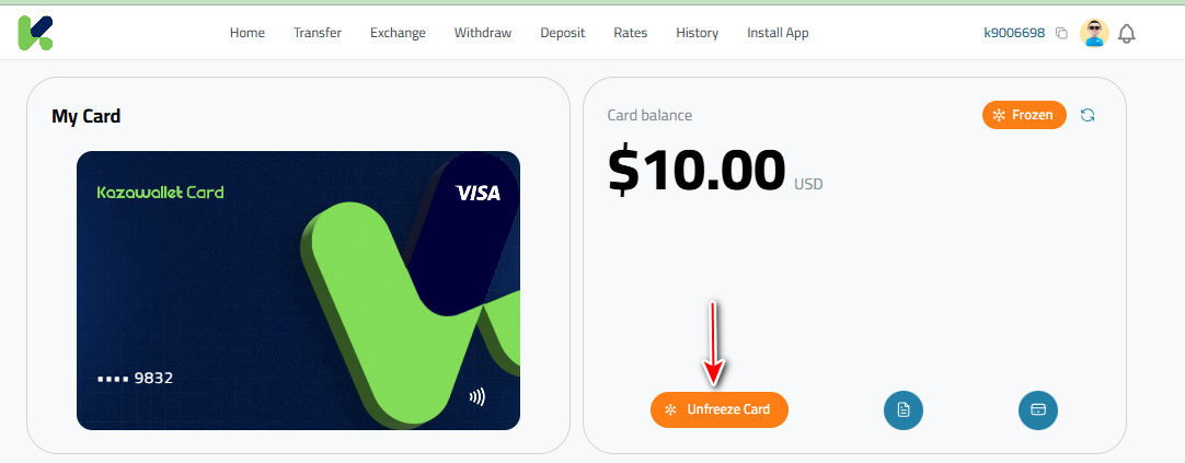 How to Unfreeze Kazawallet Card
