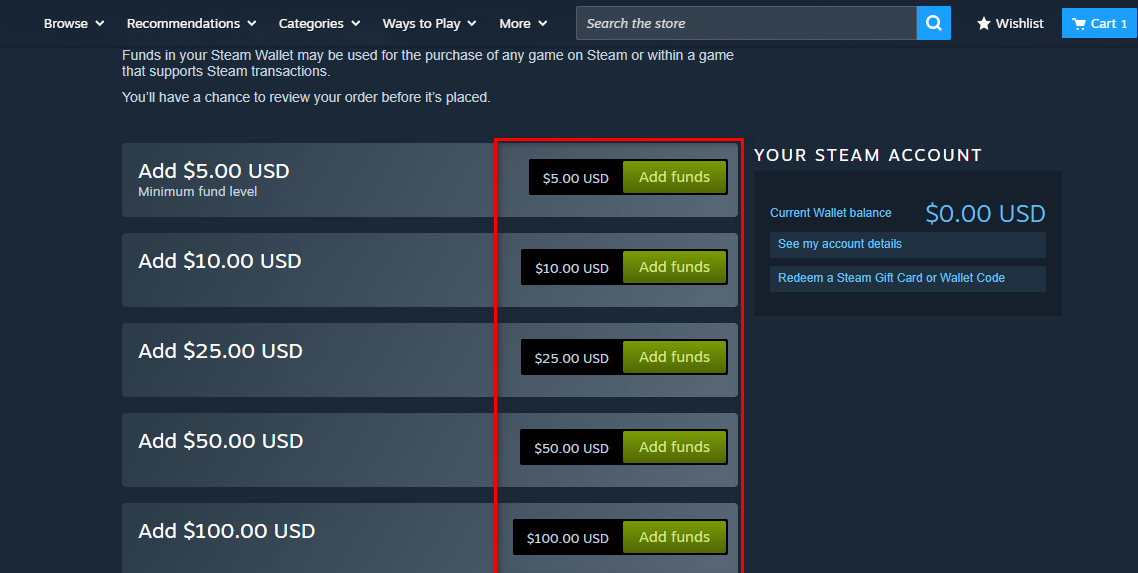 شحن محفظة ستيم