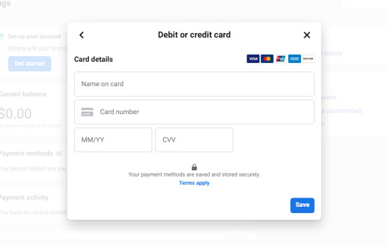 خطوات إضافة البطاقة إلى Meta Ads Manager