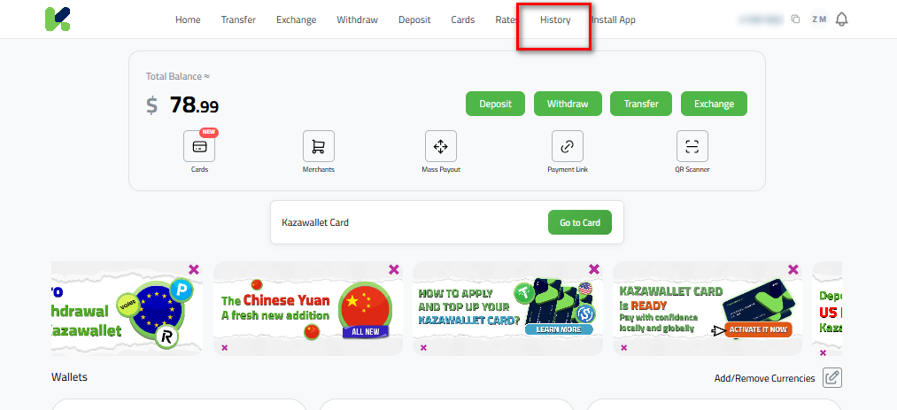 how to cancel a withdrawal request on Kazawallet