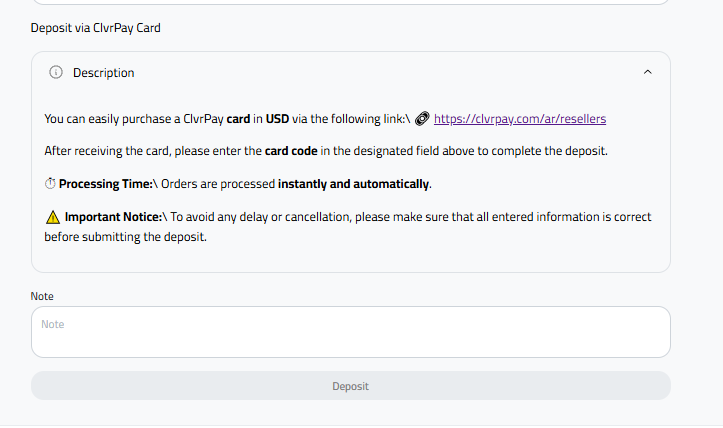 Steps to Deposit USD via CLVR Pay in Kazawallet
