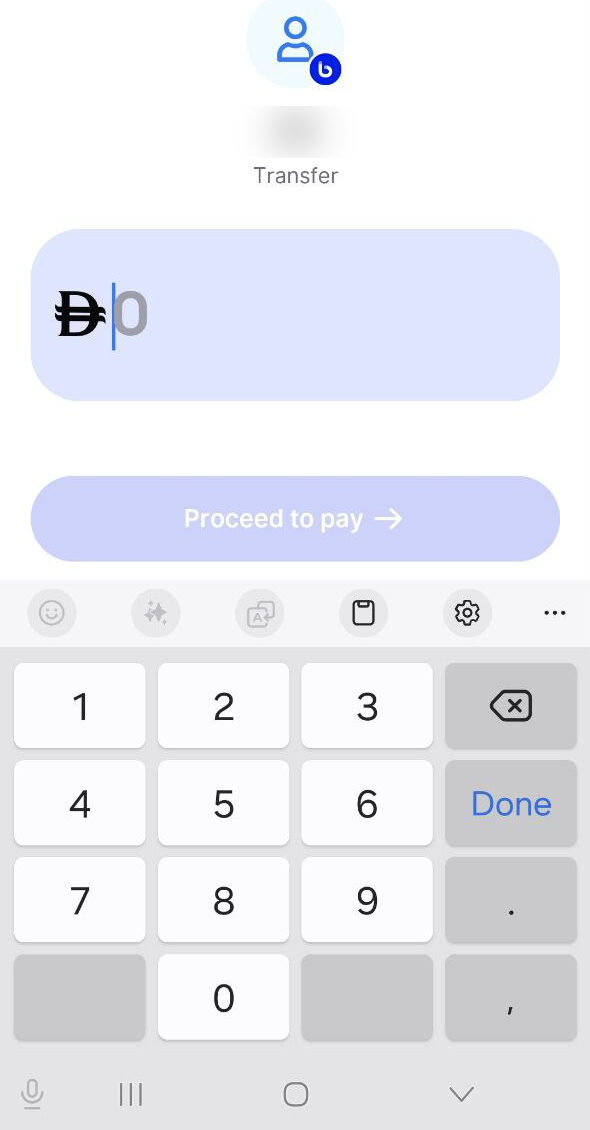 Enter the deposit amount