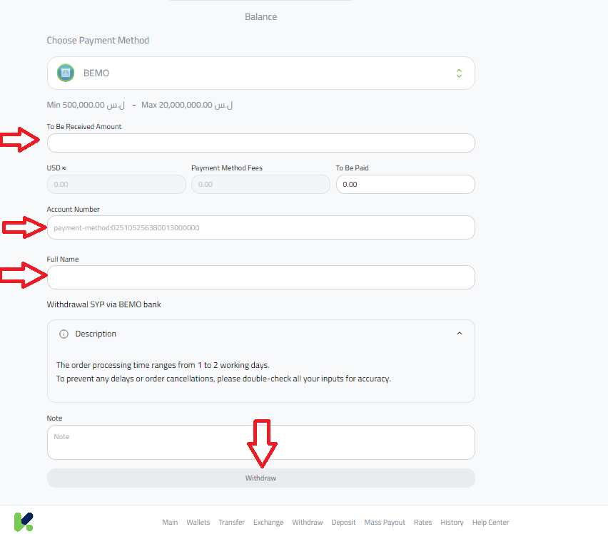 Step-by-Step Exchange USDT to Syrian Pound and Receive it via Bemo Bank