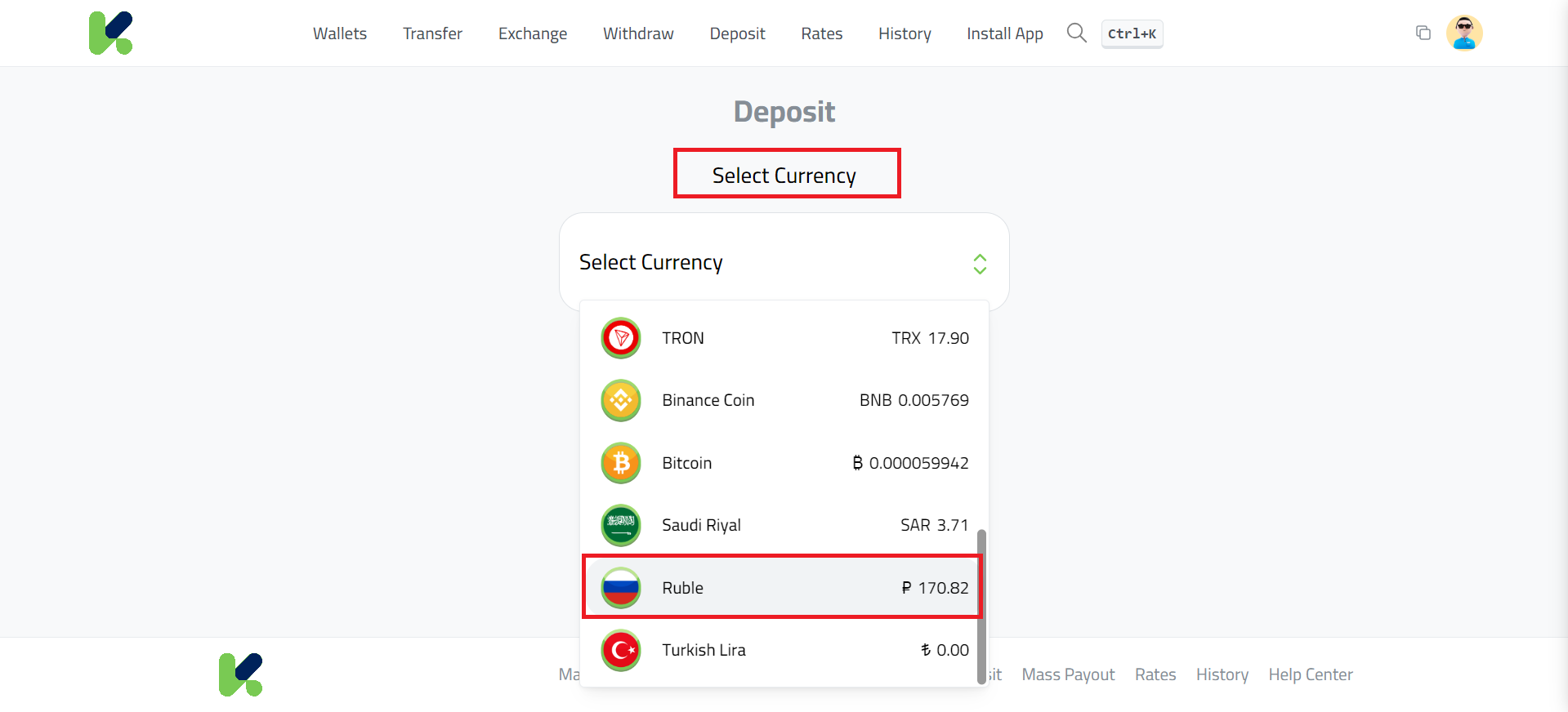 Deposit Ruble via Sber Bank in Kazawallet