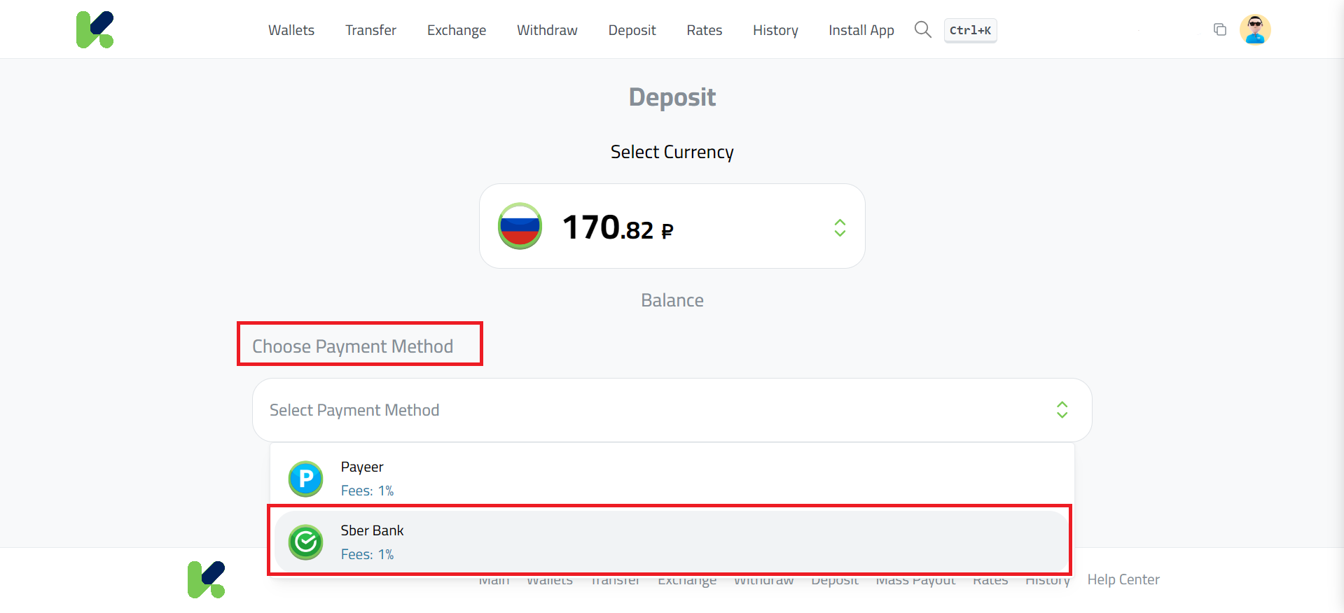 Deposit Ruble via Sber Bank in Kazawallet