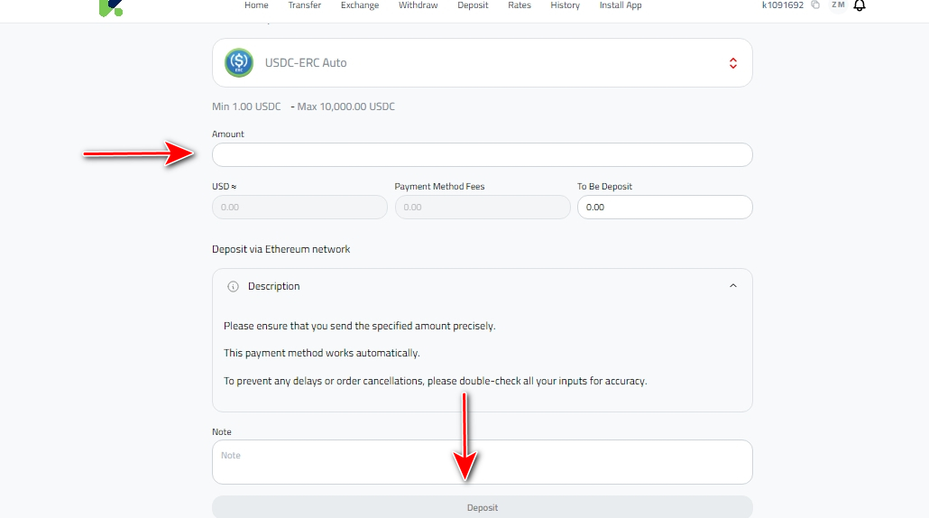 How to Deposit USDC in Kazawallet