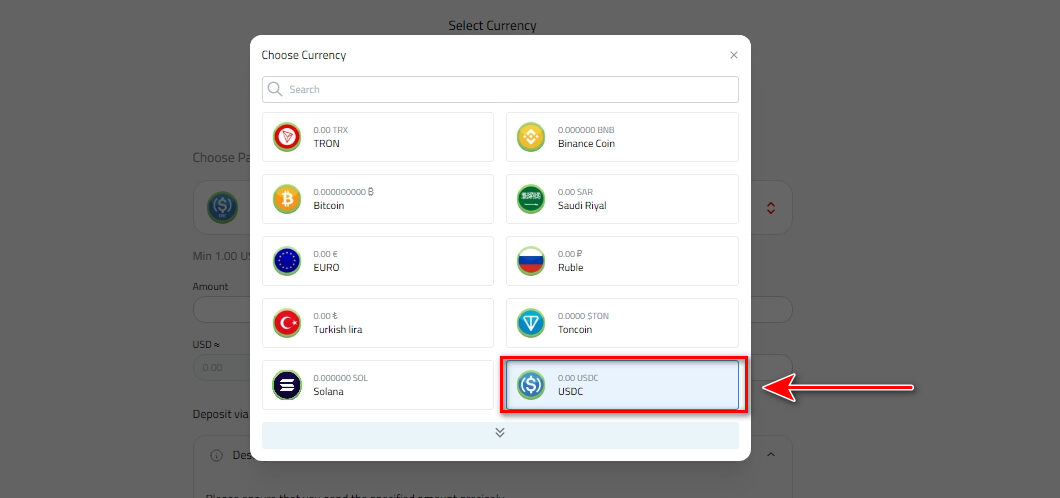 How to Deposit USDC in Kazawallet